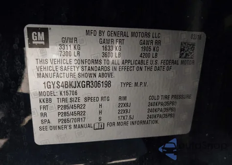 2016 Cadillac Escalade Luxury Collection z USA, uszkodzony, nr VIN 1GYS4BKJXGR306198